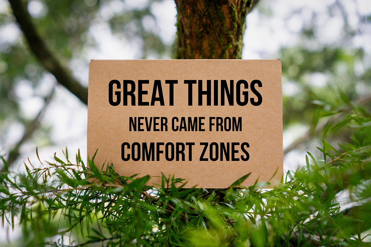 Great Things Never Came From Comfort Zones. Paper Card On Nature.