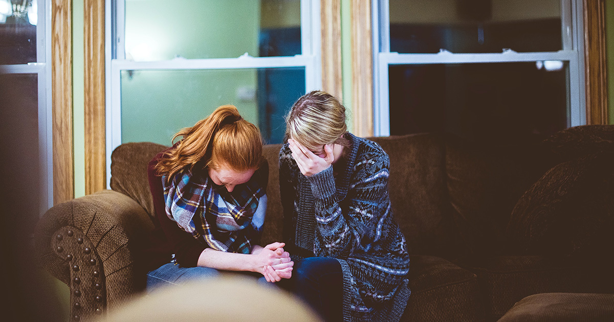 depressed teen with family