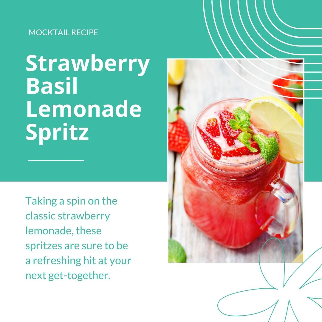 Strawberry Basil Lemonade Spritz Mocktail Recipe